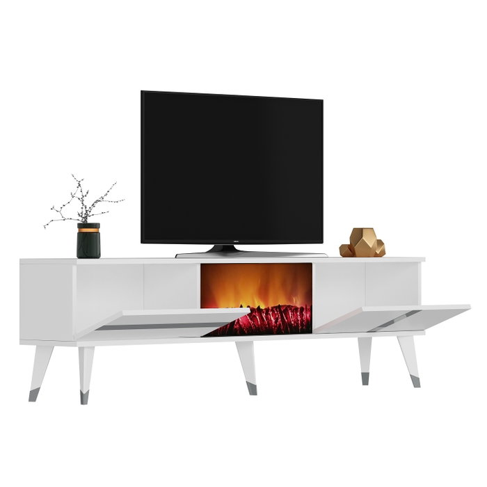 Hanah Home Vania Fireplace - Blanco, Plata